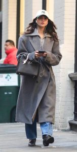 Eiza Gonzalez in a Grey Coat