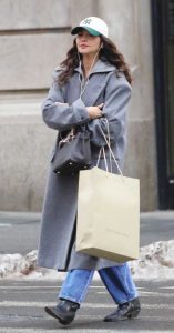 Eiza Gonzalez in a Grey Coat