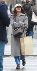 Eiza Gonzalez in a Grey Coat