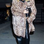 Elsa Hosk in an Animal Print Fur Coat Arrives at the Khaite Fashion Show During 2026 NYFW in New York City 02/14/2026