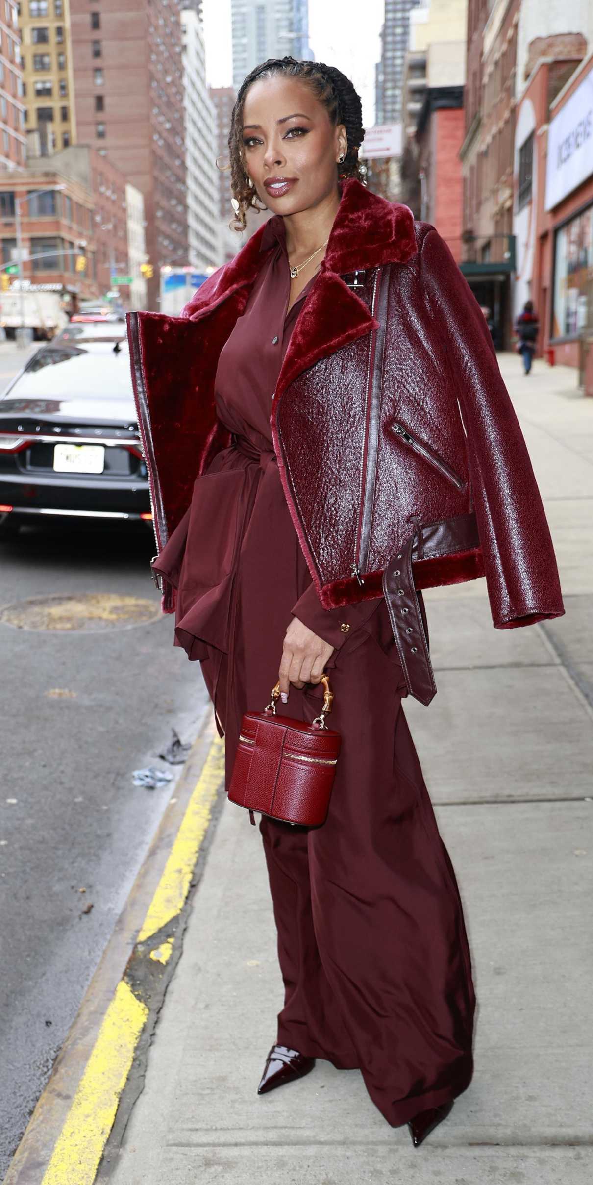 Eva Marcille in a Burgundy Ensemble
