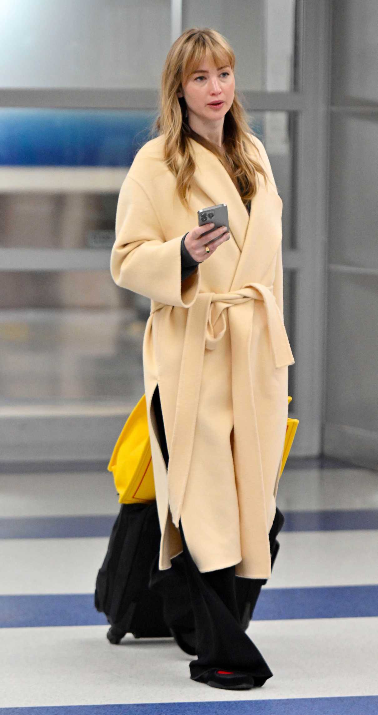 Jennifer Lawrence in a Yellow Coat