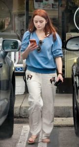 Joey King in a Beige Pants