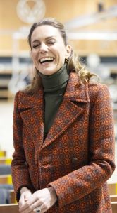 Kate Middleton in a Red Patterned Coat