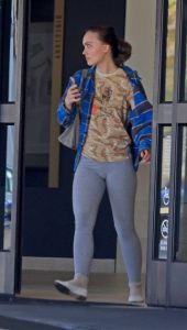 Lily-Rose Depp in a Blue Plaid Shirt