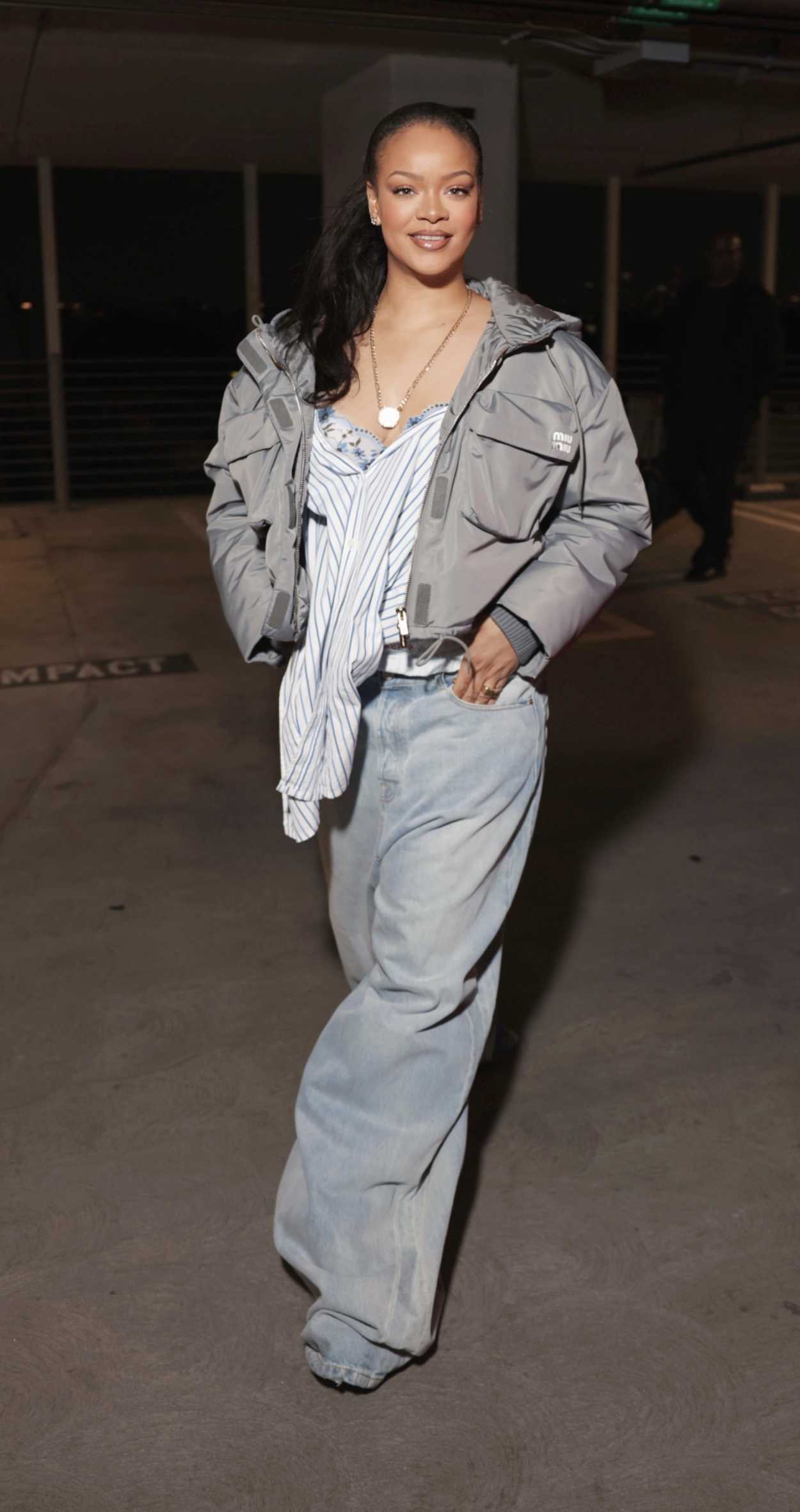 Rihanna in a Grey Jacket