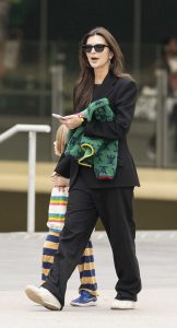 Emily Ratajkowski in a Black Pantsuit