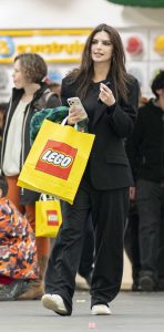 Emily Ratajkowski in a Black Pantsuit