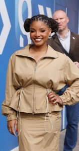 Halle Bailey in a Beige Ensemble