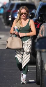 Hilary Duff in a Green Workout Ensemble