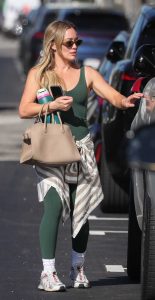 Hilary Duff in a Green Workout Ensemble