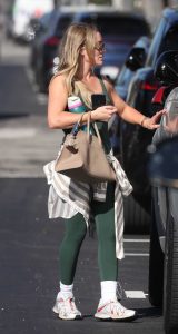 Hilary Duff in a Green Workout Ensemble