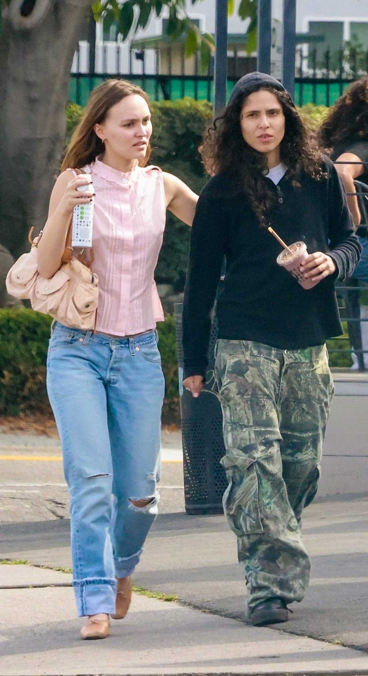 Lily-Rose Depp in a Pink Blouse
