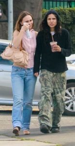 Lily-Rose Depp in a Pink Blouse