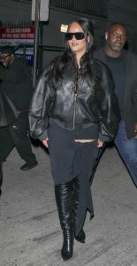 Rihanna in a Black Leather Jacket