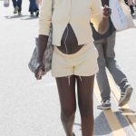 Adut Akech in a Beige Ensemble Shopping at Studio City Farmers Market in Studio City 04/05/2026