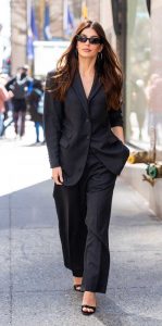 Camila Morrone in a Black Pantsuit