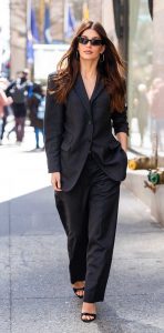 Camila Morrone in a Black Pantsuit