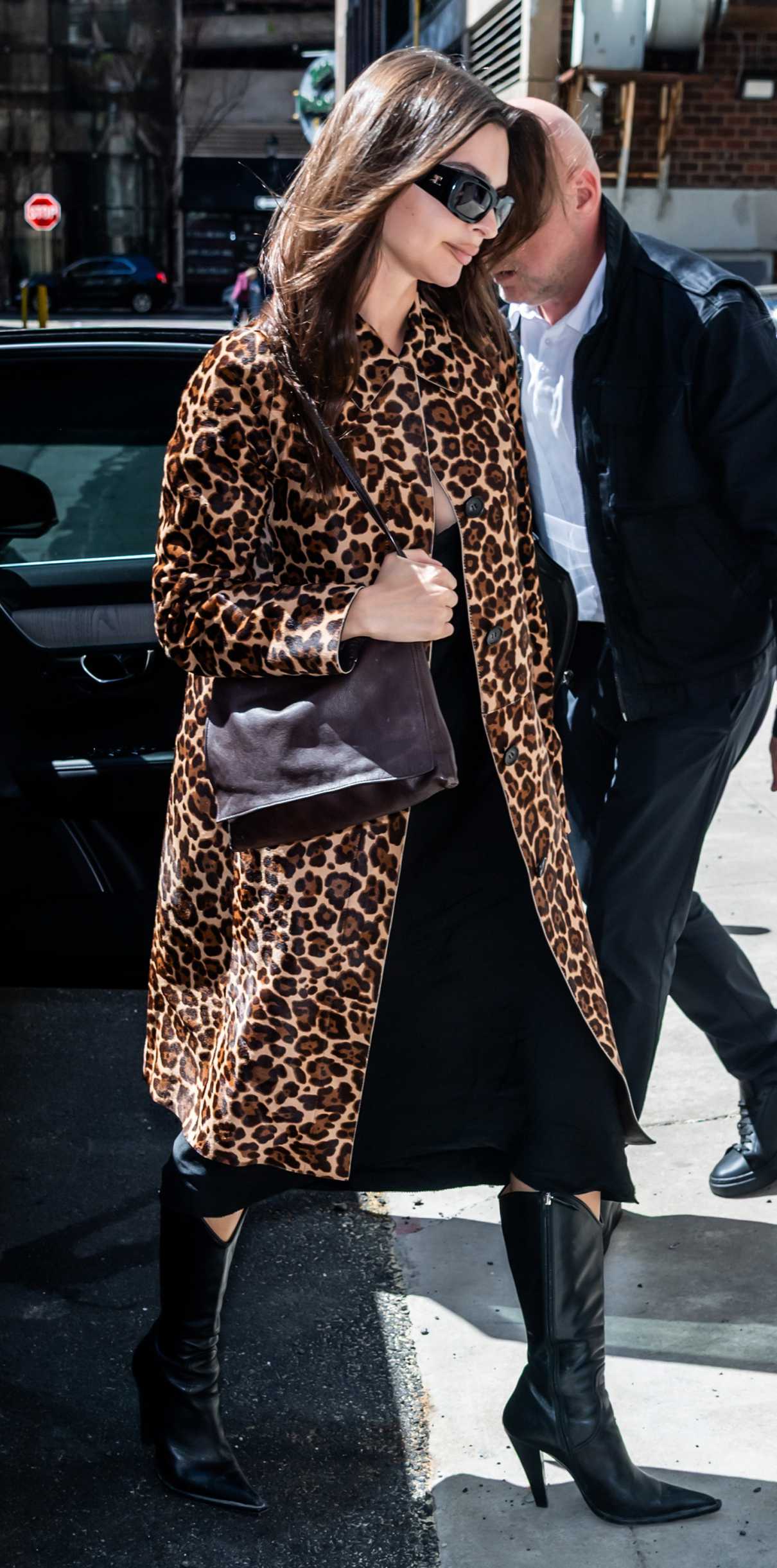 Emily Ratajkowski in an Animal Print Trench Coat