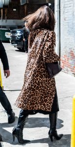 Emily Ratajkowski in an Animal Print Trench Coat