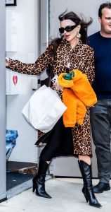 Emily Ratajkowski in an Animal Print Trench Coat