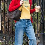 Jennifer Lawrence in a Red Track Jacket Grabs Coffee to Go in New York 04/06/2026
