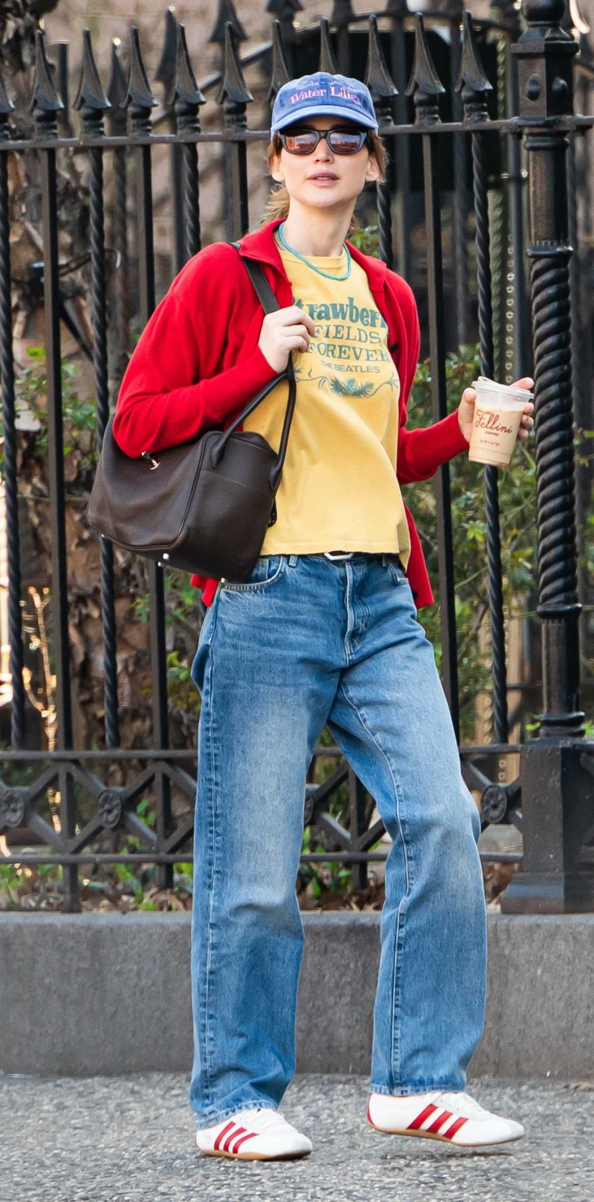 Jennifer Lawrence in a Red Track Jacket