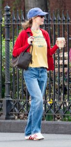 Jennifer Lawrence in a Red Track Jacket