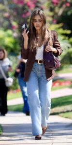 Jessica Alba in a Brown Blazer