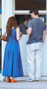 Joey King in a Blue Dress