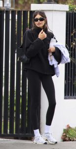 Kaia Gerber in a Black Leggings