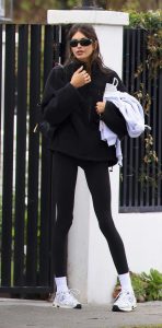 Kaia Gerber in a Black Leggings