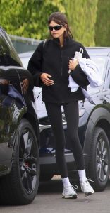 Kaia Gerber in a Black Leggings