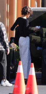 Zendaya in a Black Long Sleeves T-Shirt