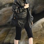 Lily Collins in a Black Leather Jacket on the Set of Emily in Paris in Mykonos 05/23/2026