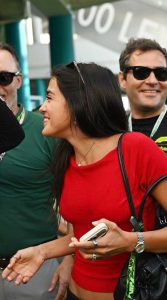 Maia Reficco in a Red Cropped Tee