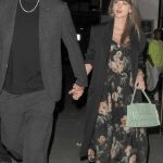 Taylor Swift in a Black Floral Dress Arrives at Poppy Delevingne’s 40th Birthday Party in London 05/07/2026