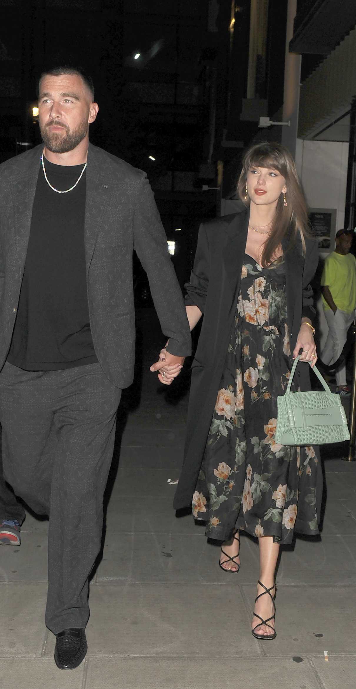 Taylor Swift in a Black Floral Dress