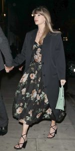 Taylor Swift in a Black Floral Dress