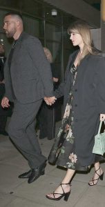 Taylor Swift in a Black Floral Dress