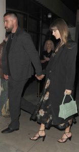 Taylor Swift in a Black Floral Dress