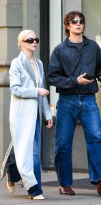 Anya Taylor-Joy in a Baby Blue Coat