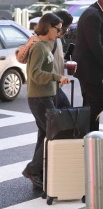 Camila Mendes in an Olive Sweatshirt
