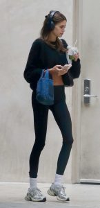 Kaia Gerber in a Black Leggings