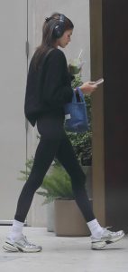 Kaia Gerber in a Black Leggings