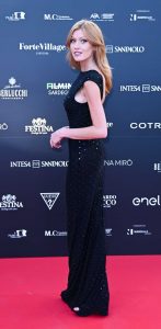 Katherine McNamara in a Black Dress