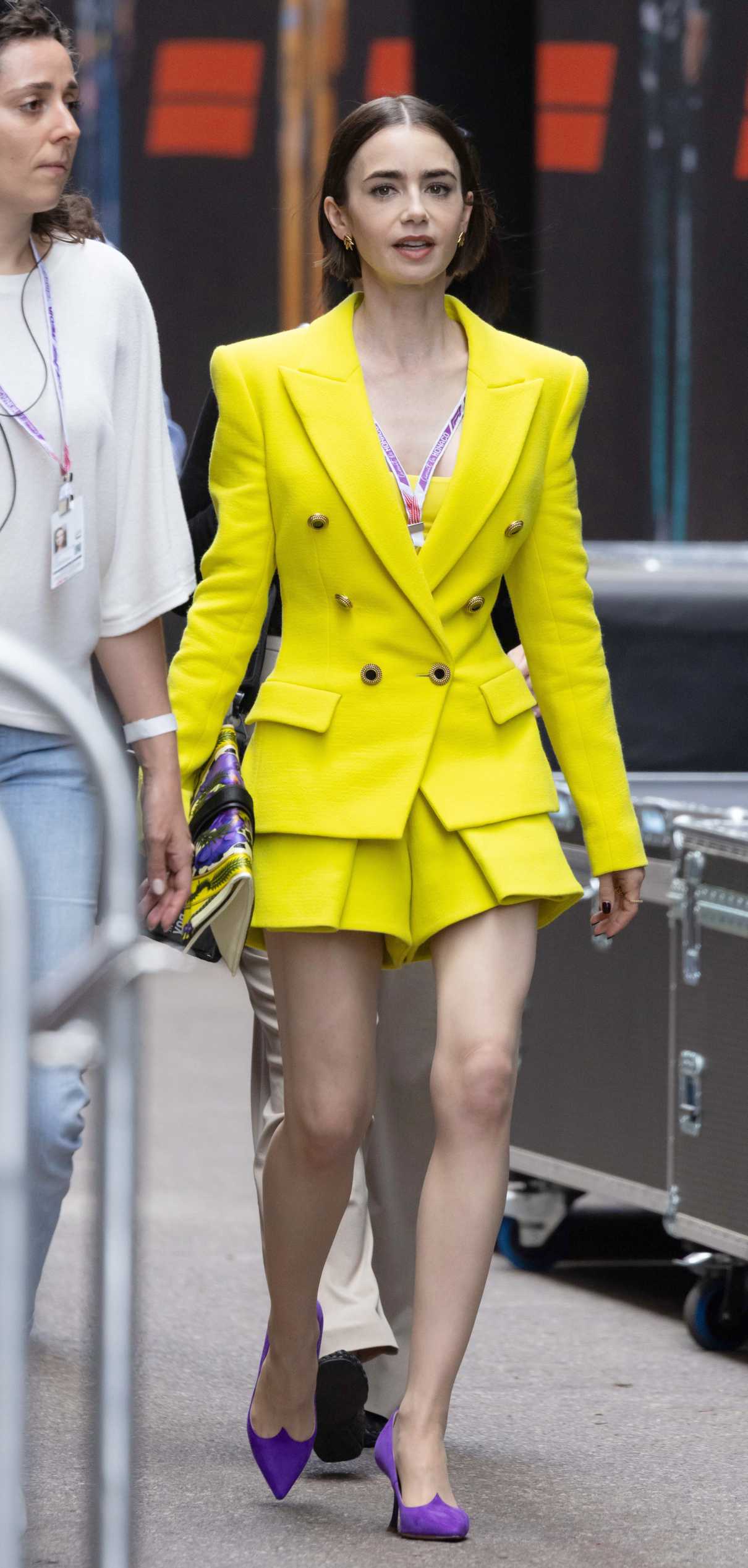 Lily Collins in a Yellow Ensemble