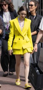 Lily Collins in a Yellow Ensemble