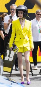 Lily Collins in a Yellow Ensemble