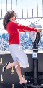 Momona Tamada in a Red Cardigan